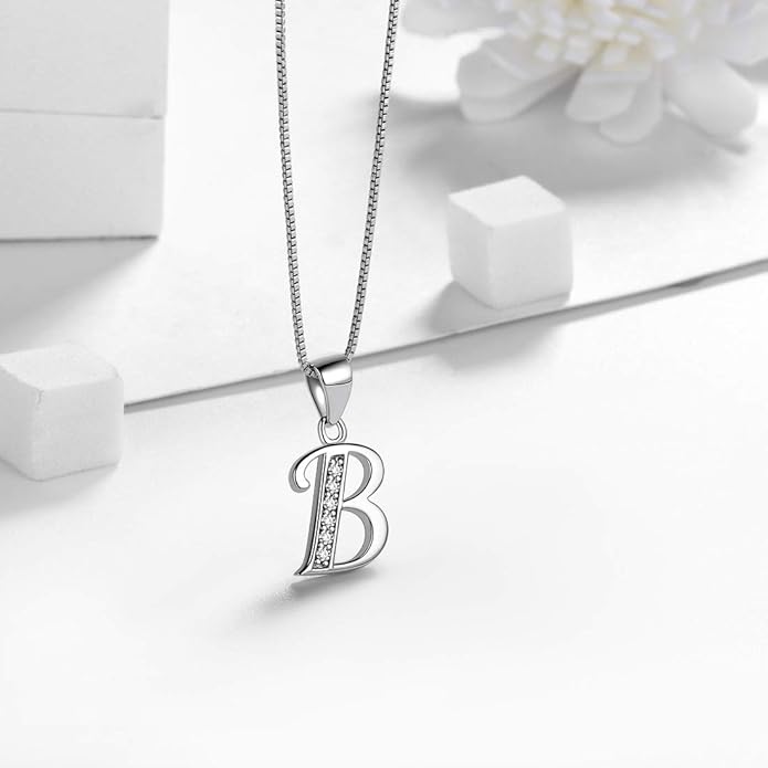 Aurora Tears Letter Necklace Initial 925 Sterling Silver Alphabet Pendant Crystal Name Gift Women Cubic Zirconia Jewelry