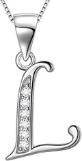 Aurora Tears Letter Necklace Initial 925 Sterling Silver Alphabet Pendant Crystal Name Gift Women Cubic Zirconia Jewelry