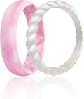 Egnaro Women's Bridal Rings Sets, Inner Arc Ergonomic Breathable Design Silicone Rubber Wedding Bands