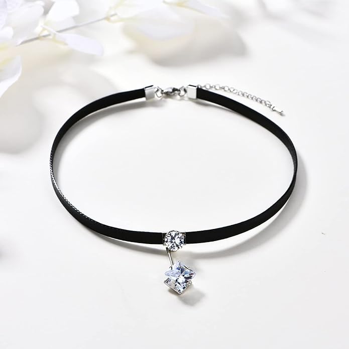 Yonhon Black Choker Necklace for Women,Gold/Siver Tone Choker Necklace with Elegant Pendantant