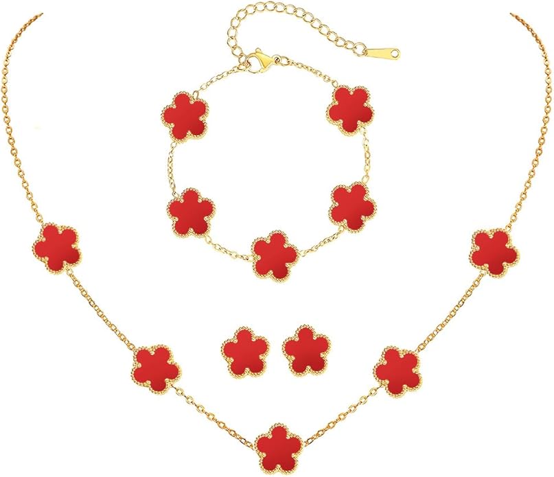 18K Gold-Plated Four Leaf Clover Bracelet for Women,Adjustable lucky Bracelet Set Jewelry Gift-Hypoallergenic Charm for Birthdays, Wellness & Daily Wear