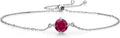 Gem Stone King Gemstone Birthstone Solitaire Bracelet For Women | 925 Sterling Silver | Round 6MM | Gift for Her Women Wife Mom Lady Daughter | Adjustable Bolo Bracelet | Easy-On Easy-Off