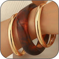 3PCS Chunky Acrylic Bangle bracelets Set for Women Resin Bangle Gold Bracelet Stack Fashions Thick Acetate Statement Trendy Jewelry Set