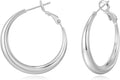 EXGOX Sterling Silver Hoop Earrings - Hypoallergenic, Lightweight, Chunky, 14K Real Gold Plated, Big Large Hoops for Women