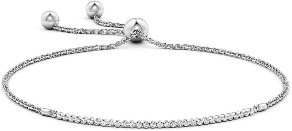 Angara Diamond Tennis Bolo Bracelet in 14K Solid Gold | Natural Diamond Adjustable Chain Bracelet for Women | April Birthstone Jewelry Gift For Women
