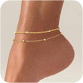 Ankle Bracelets for Women, Glitter Waterproof Adjustable Anklet for Women, 14K Gold Plated/Sterling Silver Layered Anklets, Summer Beach Anklet Jewelry for Women Gift