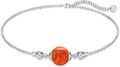 Opal Anklet/Bracelets for Women, S925 Sterling Silver Adjustable Foot Beaded Round Charm Ankle Bracelet Anklets Jewelry Anniversary Birthday Gifts for Women-1
