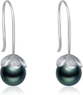 Valentines Day Gifts for Her Women-Tahitian-Black-Pearl-Earrings-Gift for Wife Wedding Birthday Anniversary-Mothers Day Gift for Mom Her Women Christmas-Sterling Silver Pearl Dangle Earring Fine Jewelry