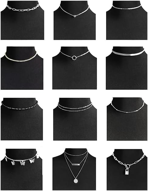 12pcs Chain Gold Bead Necklace Coin Moon Star Pearl Pendant Chain Choker Multilayer Necklace Leather Cord Set for Women Men Adjustable Gold Tone