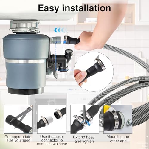 Universal Dishwasher Drain Hose - 6 Ft Corrugated Discharge Hose Flexible - Image 7