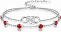 Prismata Infinity Birthstone Charm Link Bracelet 925 Sterling Silver Adjustable 12 Months Birthstone Infinity Bracelet Birthday Jewelry Gifts for Women Mom Her,with 7"+2" chain