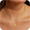Initial 14K Gold Plated Necklaces for Women, Layered Bubble Letter A-Z Necklace Pendant Choker Necklaces for Women Trendy Monogram Name Necklace Personalized Jewelry for Women
