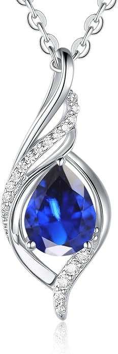 Birthstone Necklaces for Women Infinity Pendant S925 Sterling Silver Teardrop Pendant Necklace Anniversary Birthday Gifts for Women Wife Christmas Gifts for Her Mom Lady