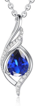 Birthstone Necklaces for Women Infinity Pendant S925 Sterling Silver Teardrop Pendant Necklace Anniversary Birthday Gifts for Women Wife Christmas Gifts for Her Mom Lady