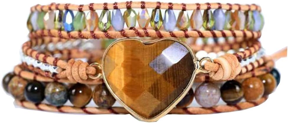 ZOSOJONA Women Wrap Bracelets Boho Natural Stone Jasper Turquoises Strand Bracelet Jewelry Collection