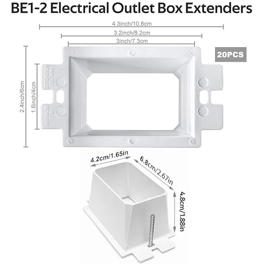 GIB 20 PCS BE1-2 1-Gang Electrical Outlet Box Extenders - Image 2