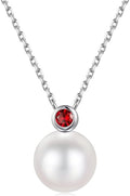 Iefil Valentines Day Gifts for Her - 9-10mm Freshwater Pearl Necklace for Women, Anniversary Birthday Gifts for Wife Mom Girlfriend, S925 Sterling Silver Pearl & Birthstone Necklace, Jewelry for Women