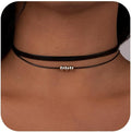 Fesciory Black Necklaces for Women, Adjustable Layered Velvet Leather Lace Collar Necklace, Goth Jewelry Gifts.