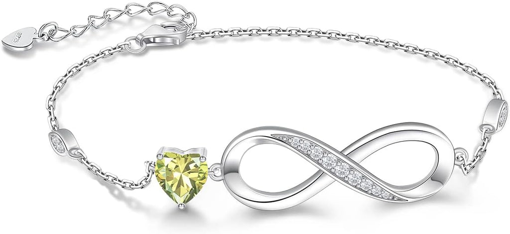RIVIKO Infinity Love Heart Symbol Charm Bracelet for Women 925 Sterling Silver Adjustable Birthday Valentine’s Day Christmas Mothers Day Jewelry Gift for Mom Women Wife Her Friends