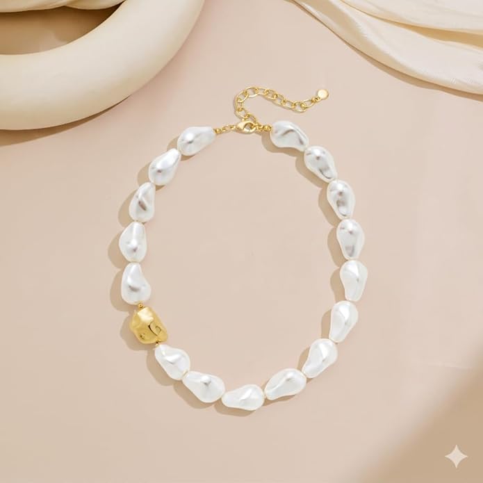 LILIE&WHITE Imitation Baroque Pearl Necklaces For Women Chunky Necklaces Choker Necklace Mermaid Necklace Beach Necklace Fashion Jewelry Gift