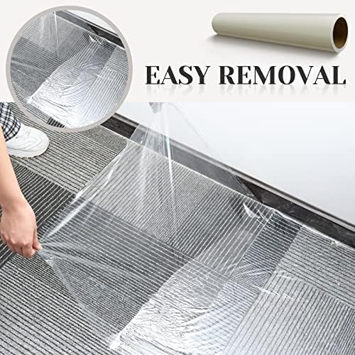 Amylove 11 Inch X 100 ft” Carpet Plastic Protection Film, Transparent - Image 3