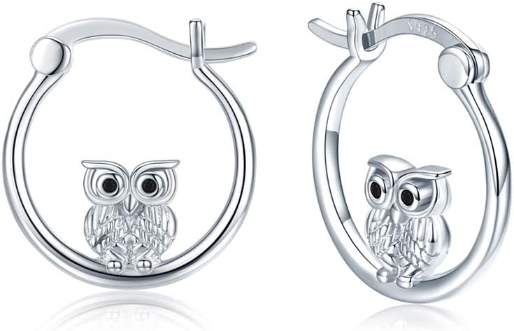 JUSTKIDSTOY Hypoallergenic Panda/Unicorn/Hummingbird/Dolphin Hoop Earrings for Women 925 Sterling Silver Animal Huggie Hoop Earrings Jewelry Gifts for Sensitive Ears
