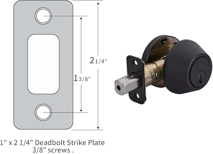 Deadbolt Strike Plate Door Backplate 1" x 2-1/4" Round Corner | Oil Rubbed - Image 2