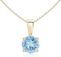 Angara Natural Aquamarine Solitaire Pendant for Women | Round Aquamarine Solitaire Pendant Necklace in 14K Solid Gold/Silver/Platinum With 18" Chain | March Birthday, Gemstone Jewelry Gift