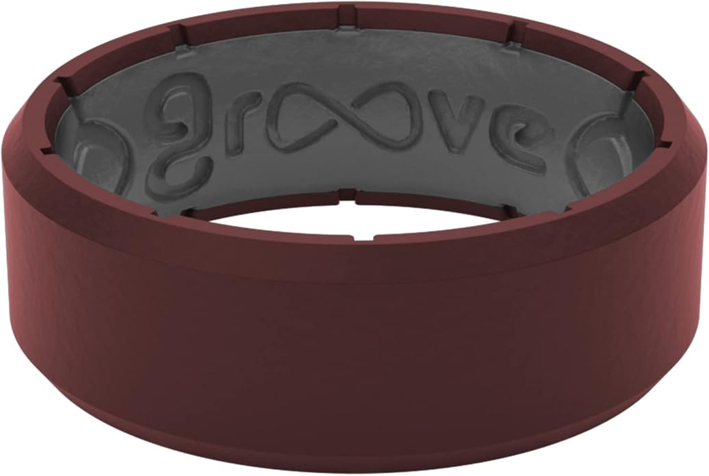 Groove Life Edge Silicone Ring - Breathable Rubber Wedding Rings for Men, Unique Design, Comfort Fit Ring