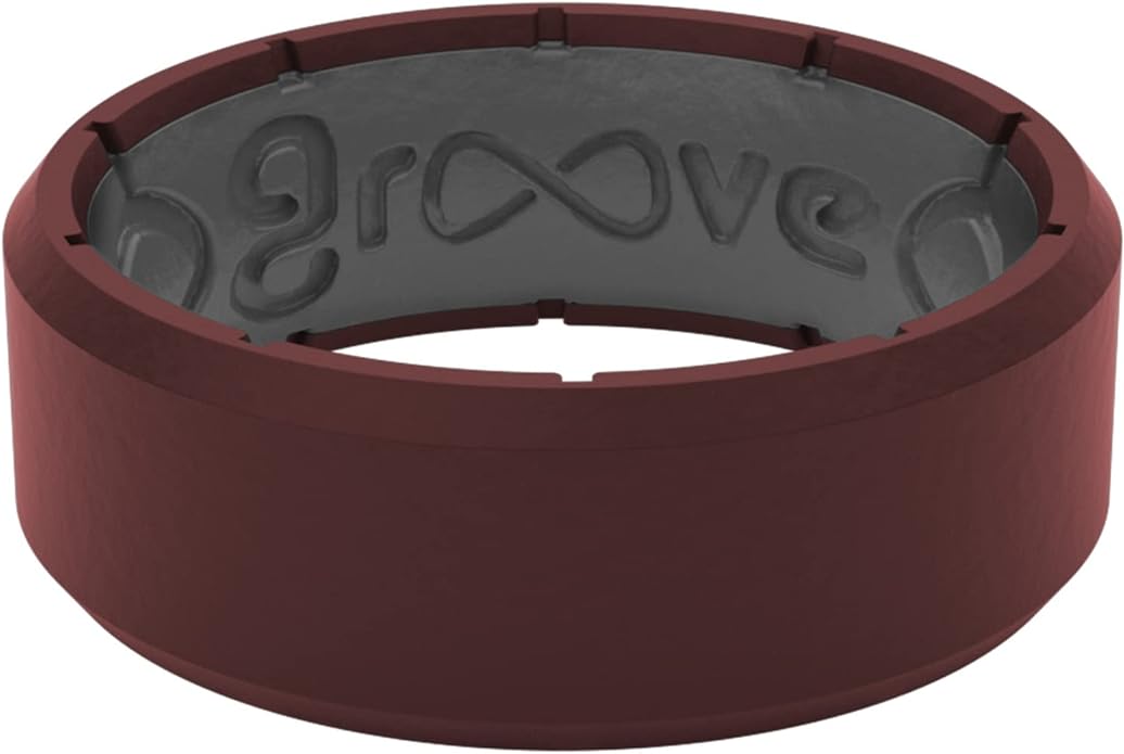 Groove Life Edge Silicone Ring - Breathable Rubber Wedding Rings for Men, Unique Design, Comfort Fit Ring