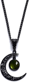 GYRMMUE Moon Crystal Necklace Punk Style Moon Pendant Necklace Vintage Black Crescent Moon Necklace Dark Gothic Necklace Halloween Costume Jewelry Women
