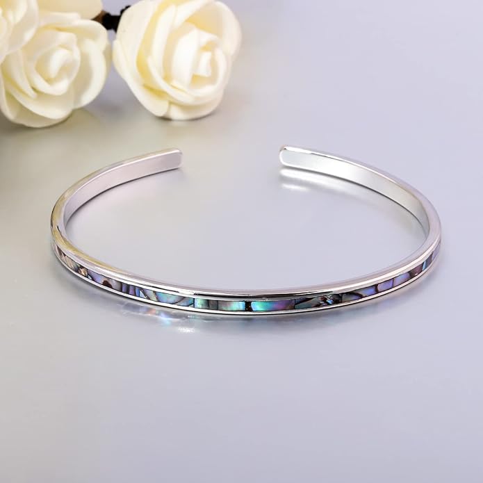 CiNily Womens Cuff Bracelet,Opal Bangle Bracelets Gold Plated Hypoallergenic Ladies Gemstone Open Cuff Bangle Bracelet