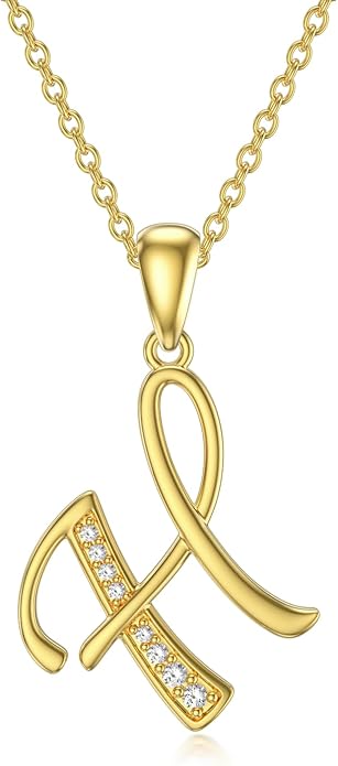 14k Gold Initial Necklace for Women, Solid Gold Moissanite Letter Pendant Necklaces Jewelry for Her Birthday Valentines Day Gifts for Mom Wife Christmas Gifts for Girlfriend Sister