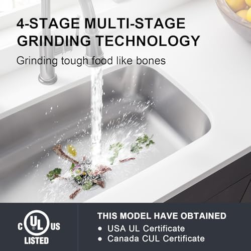 Garbage Disposal 1 HP Ultra Quiet Anti-Jam Grinding System Continuous Feed Food - Image 6