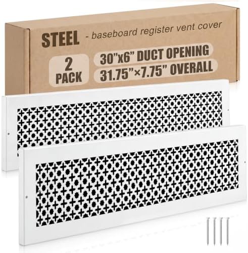 Lewtemi 2pcs 30"w x 6"h x 7/8" Thick Heavy Duty Steel Return Air Grille by Lewtemi
