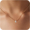 Diamond Pendant Necklace for Women, Dainty Gold Necklace 18k Gold Plated Paperclip Choker Necklaces Cute Open Oval Necklaces Simple Gold Necklace Jewelry Gifts for Women Trendy
