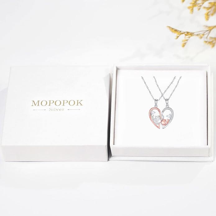 Couple Necklace S925 Sterling Silver for Women Men Mother and Daughter Matching Necklace Jewelry Gifts Birthday Valentine's Day Christmas Thanksgiving