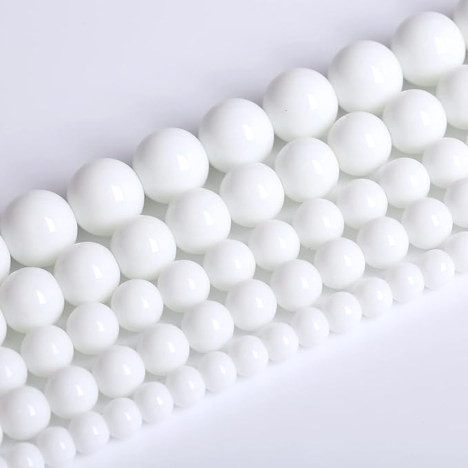 180PCS 4mm Natural White Porcelain Agates Stone Round Beads for Jewelry Making Spacer Loose Spacers Beads DIY Bracelets 32" 2 Strand