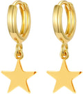XYJZXY Gold Huggie Small Hoop Earrings with Charm Personalized Snake/Evil Eye/Star/Cross/Lock/Key 18k Gold Plated Crystal Drop Dangle Earrings for Women