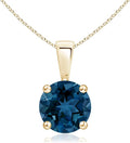 Angara Natural Blue Topaz Solitaire Pendant for Women | Classic Prong-Set Round Blue Topaz Pendant in 14K Solid Gold/Silver/Platinum With 18" Chain | December Birthday, Gemstone Jewelry Gift