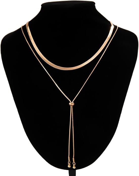 GIGB PBDK Chunky Gold Choker Necklace for Women,Trendy Silver Statement Necklace Long Snake Chain Drop Necklace,Charm Prom Body Jewelry Accessories Gifts