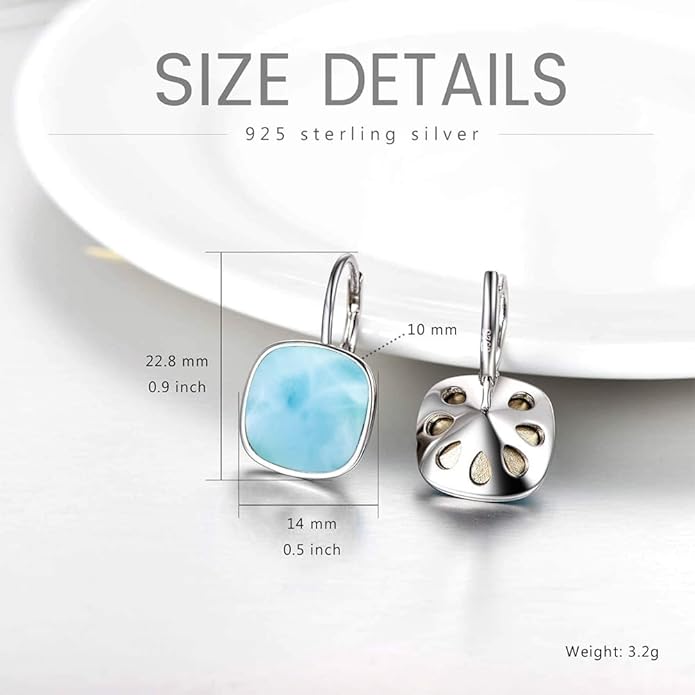 AOBOCO Sterling Silver Leverback Earrings Embellished with Crystals from Austria, Hypoallergenic Cushion Cut Square Crystal Earrings, Fine Anniversary Birthday Jewelry Gifts for Women