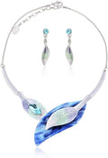 AMYJANE Vintage Statement Jewelry Set - Spring Leaf Flower Floral Plant Necklace Earring Set Crystal Rhinestone Fashion Costume Jewelry for Women Prom Party Unique Gift