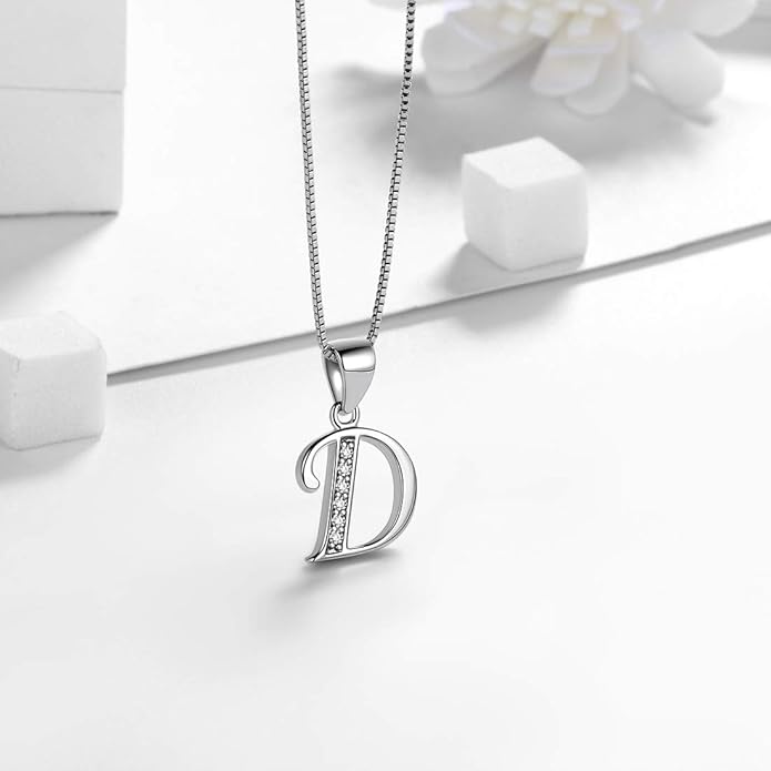Aurora Tears Letter Necklace Initial 925 Sterling Silver Alphabet Pendant Crystal Name Gift Women Cubic Zirconia Jewelry