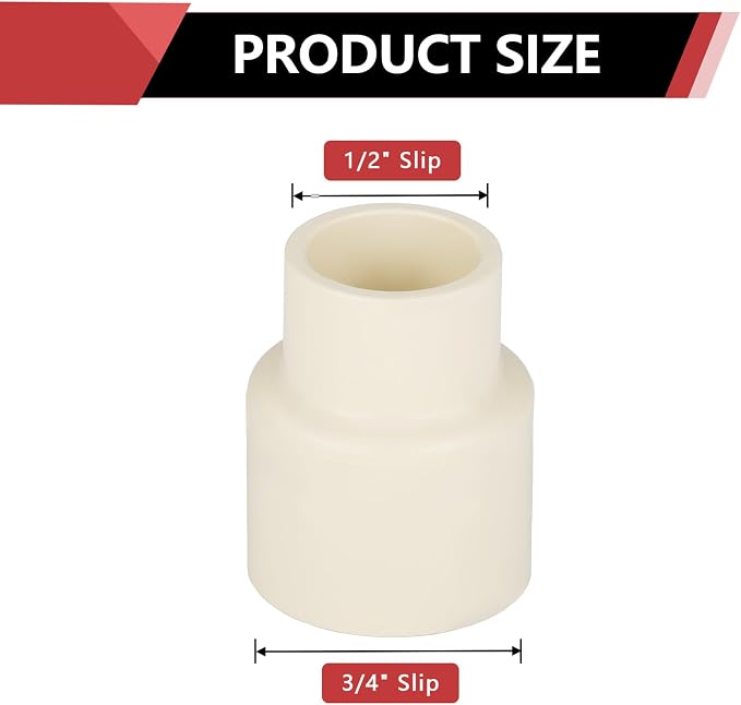 30 Pack EFIELD CPVC Coupling Adapter Fittings, 3/4" Slip x 1/2" Slip | Socket - Image 2
