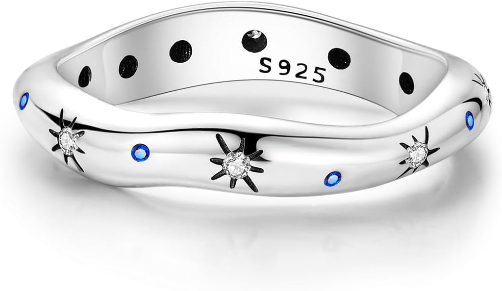Hapour 925 Sterling Silver Ring for Women,Eternity Gorgeous Rings Stackable Rings for Women as Gifts Ring Size 4-10