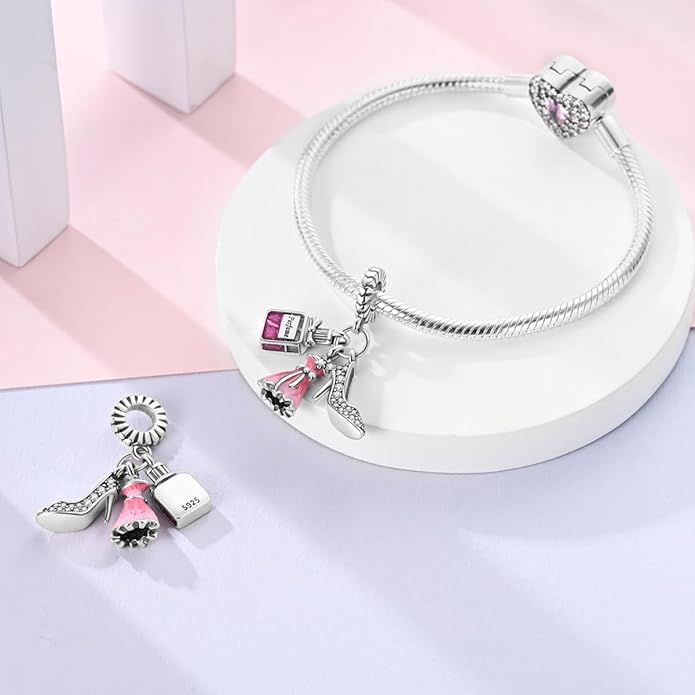 NARMO S925 Sterling Silver Charms Hamsa Charm for Pandora Bracelets Cross Charms for Bracelets Perfume High Heels Dangle Charms Silver Charms for Women