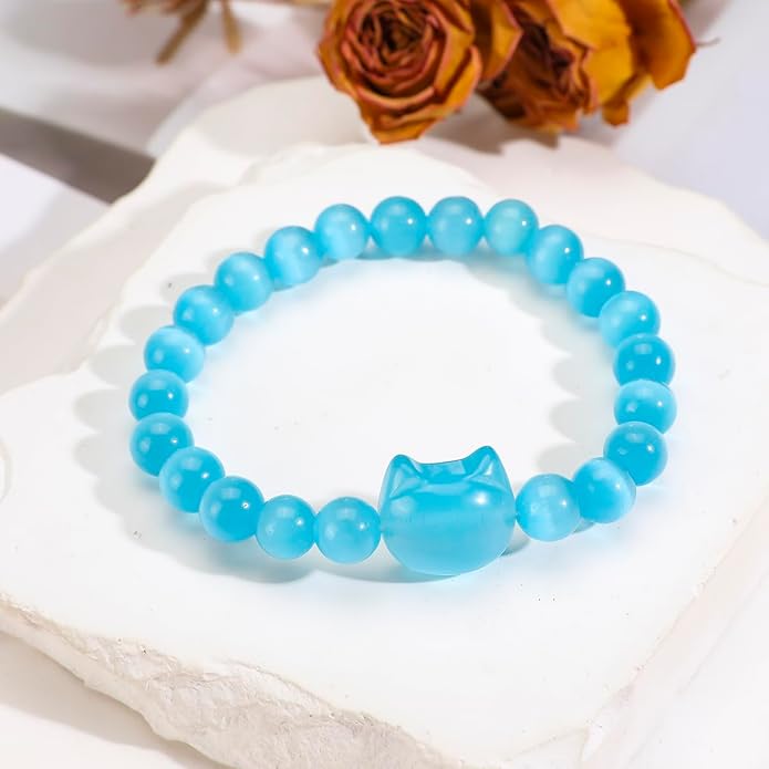Money Attraction Cat Bracelet - Black Obsidian Women Bracelets -Wealth Prosperity Abundance Stone Bead Bracelet, Entrepreneur Business Luck Beaded Bracelets,Spiritual Mood Energy Cute Protection Stretch Bracelet,Health Good Luck Feng Shui Bracelets For...