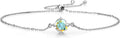 Gem Stone King Gemstone Birthstone Solitaire Bracelet For Women | 925 Sterling Silver | Round 6MM | Gift for Her Women Wife Mom Lady Daughter | Adjustable Bolo Bracelet | Easy-On Easy-Off