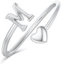 Initial Rings for Women Girls - Valentines Day Gifts for Her, Adjustable Rings for Women Non Tarnish Letter A-Z Dainty Heart Ring Teen Girls Gifts Trendy Stuff Personalized Jewelry Gift
